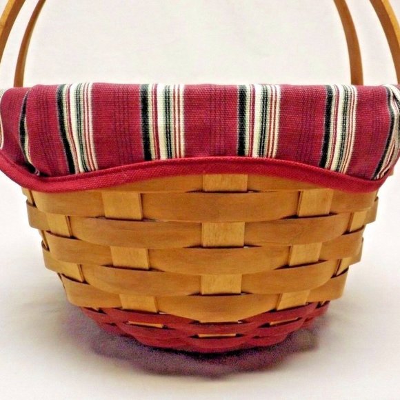Longaberger 2004 Christmas Collection Red Get Together Basket w/ Liner Protector - Picture 10 of 15